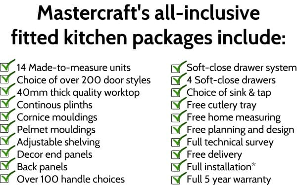 Mastercraft's all inclusive fitted kitchen packages list photo