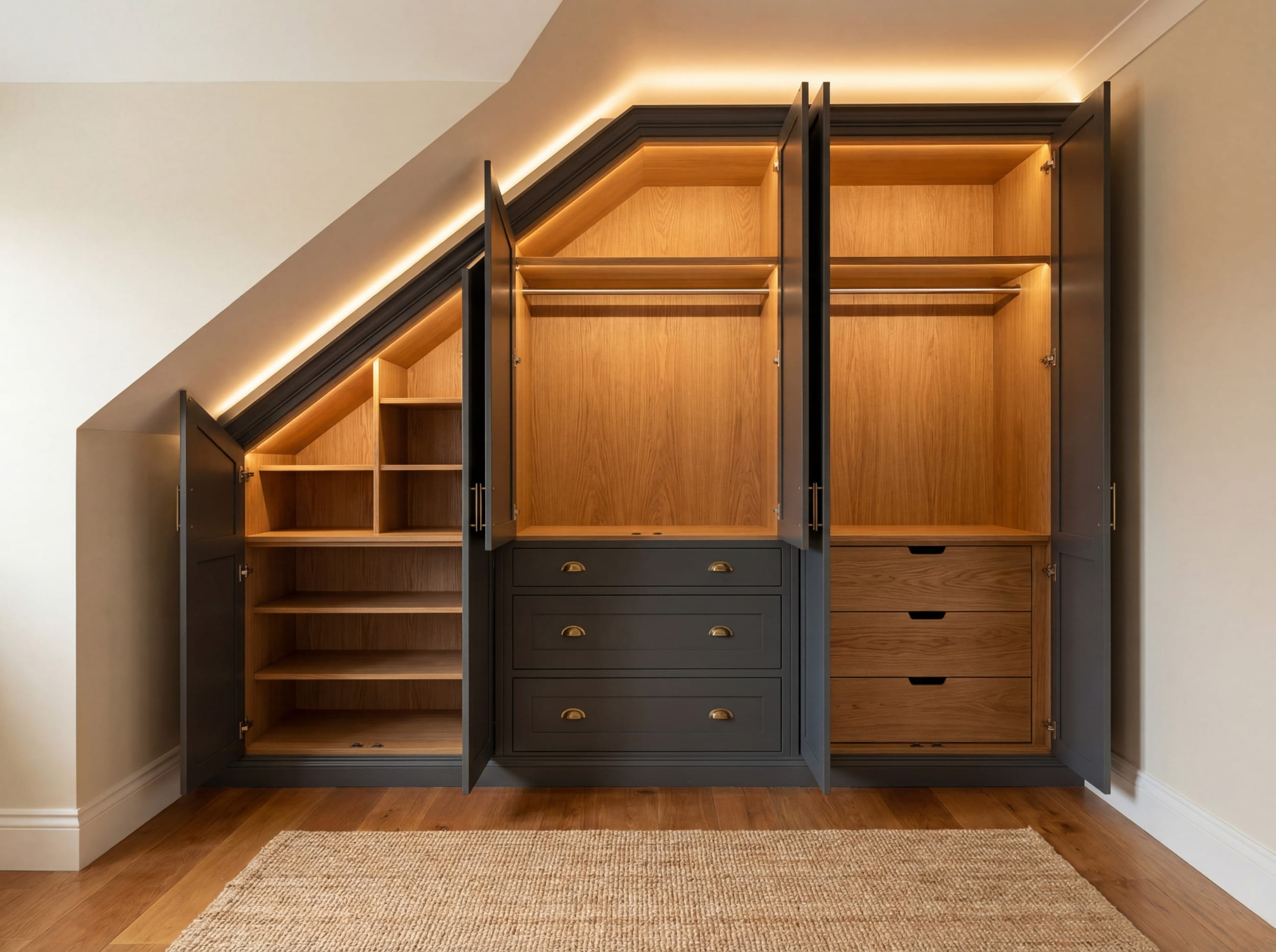 Bespoke Mastercraft kitchencabinets shaped to fit