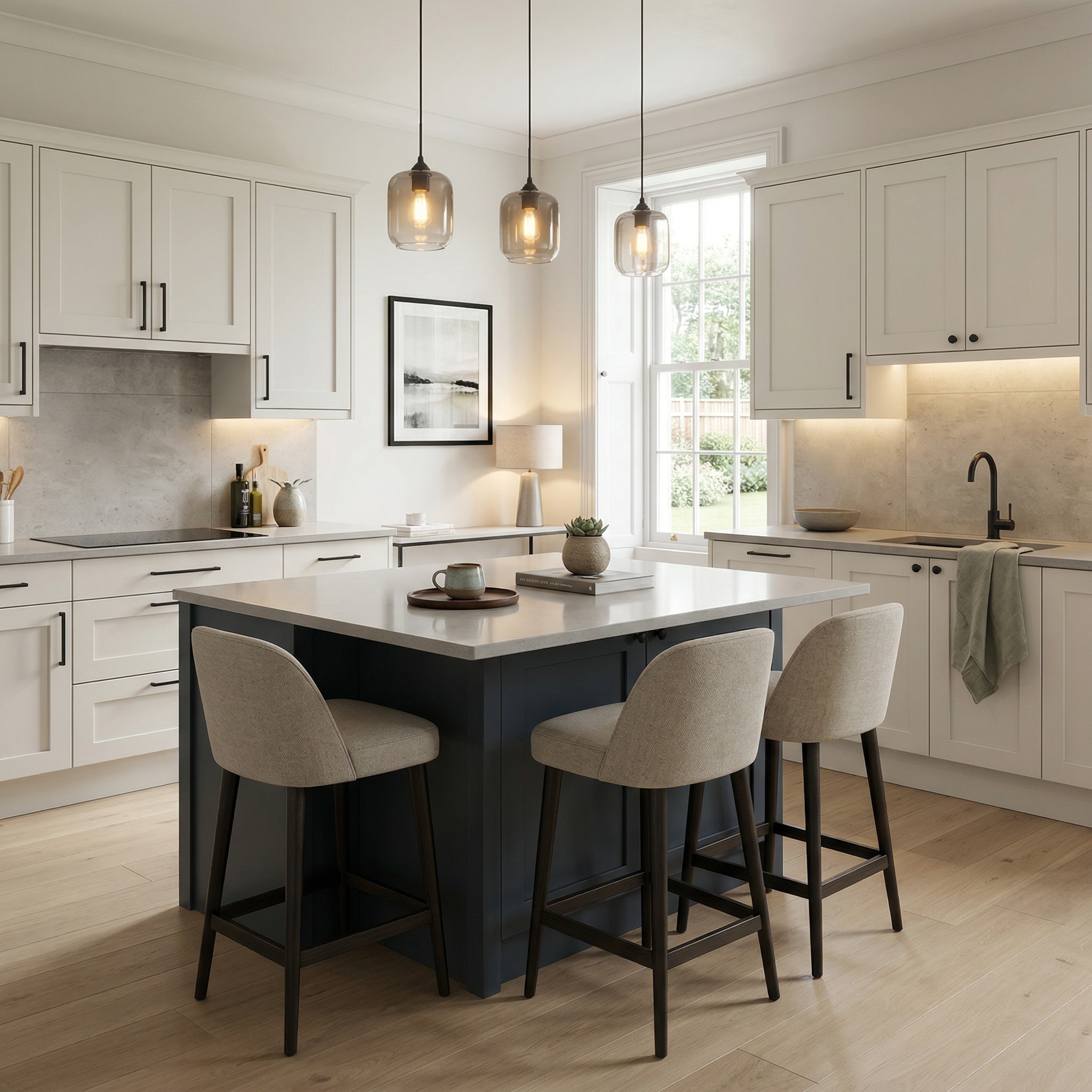 square1_800x800 Bespoke kitchen island detail, contemporary painted lay-on cabinetry with quality joinery